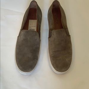 Women’s tan suede Vince slip on shoes, size 9